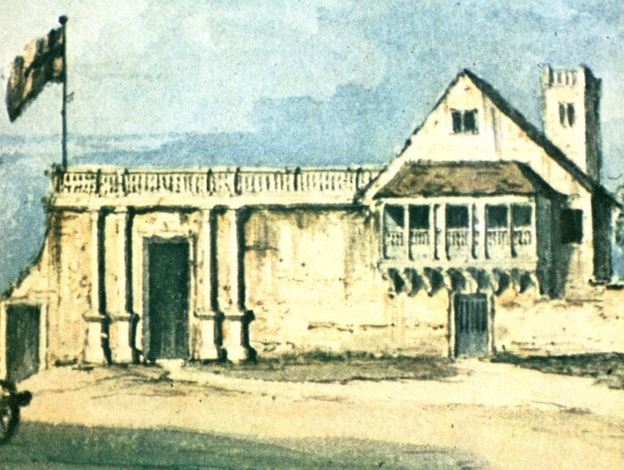 A watercolor painting of Government House in 1764.